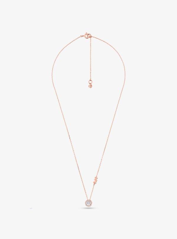 Damske Náhrdelník Michael Kors Precious Metal-Plated Sterling Silver Pavé Halo Ruzove Zlate - Šperky Michael Kors Slevy | LKAYV-3927